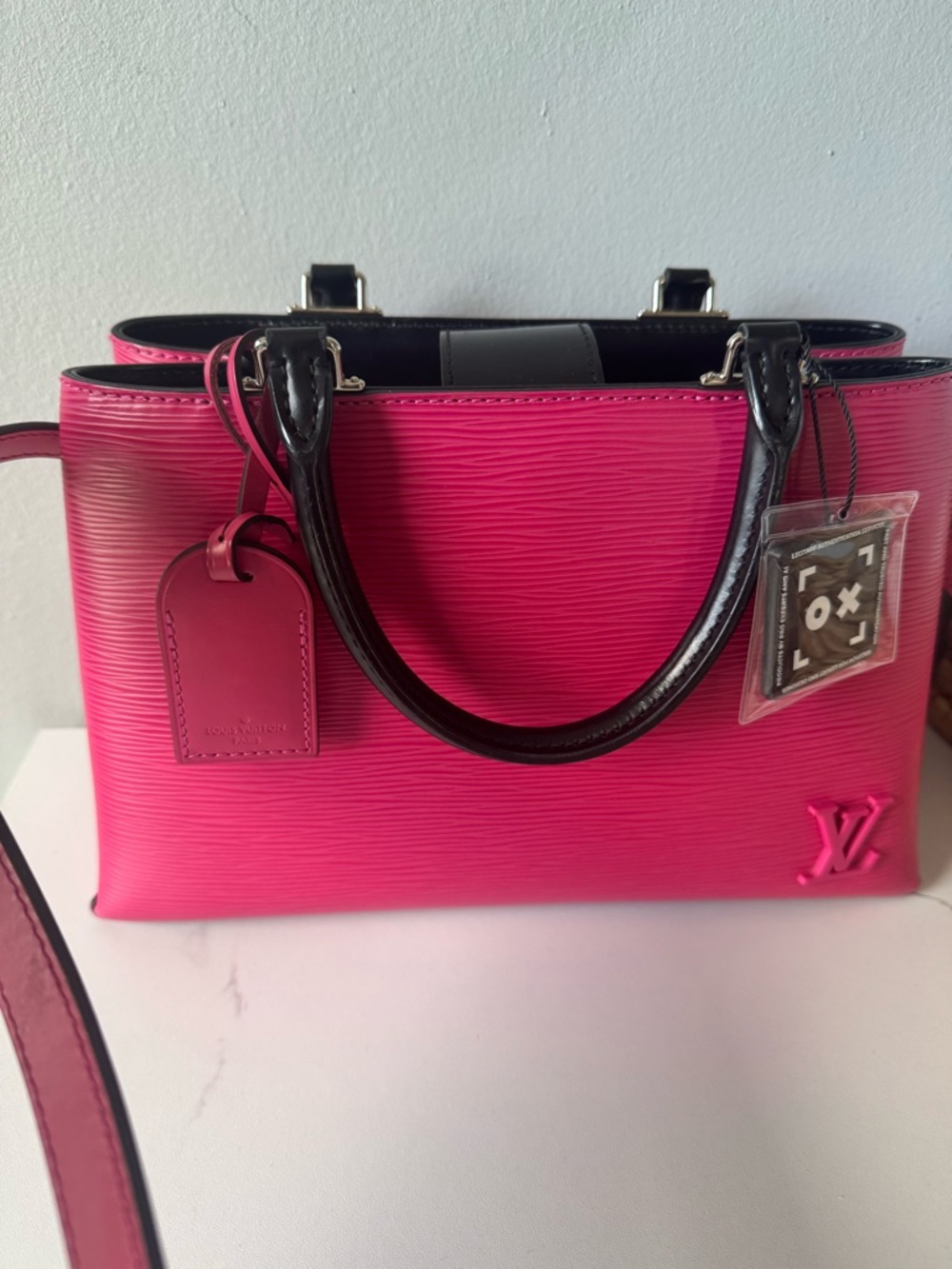 Louis Vuitton Hot Pink Epi Leather Satchel with Black Handles - Picture 2 of 6